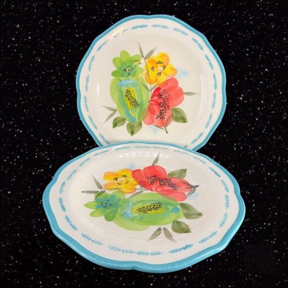 The Pioneer Woman Vintage Bloom Ceramic Plate Dish Set 2 Dishes Plates 8.25"Wide - Picture 1 of 11